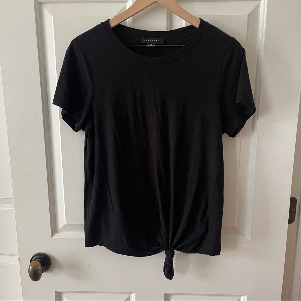 Sanctuary Tie Front Shirt, Black, Medium